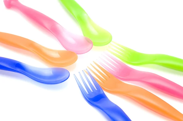 Spoon with fork closeup — Stock Photo, Image
