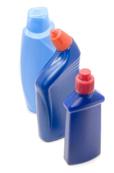 Drie blauwe fles — Stok fotoğraf