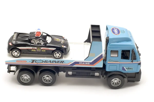 Vrachtwagen en politie auto — Stockfoto