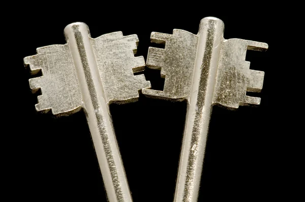 Duas chaves na macro preta — Fotografia de Stock