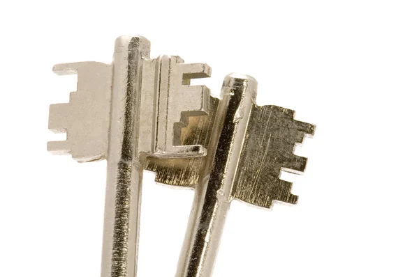 Duas chaves na macro branca — Fotografia de Stock