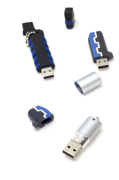 Beyaz üstünde USB birden parlamak bellek — Stok fotoğraf