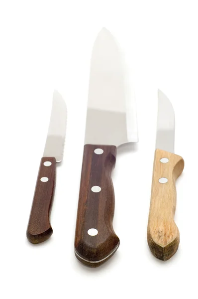 Tres cuchillos de cocina . Imágenes de stock libres de derechos
