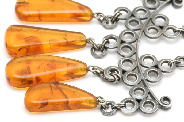 Beads with amber close up — Stock Photo, Image
