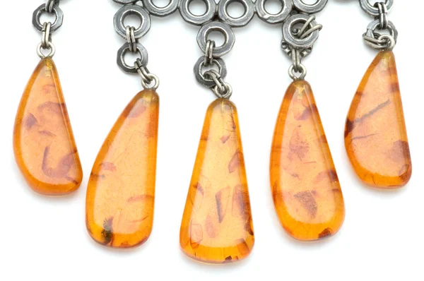 Beads with amber macro — Stock Photo, Image