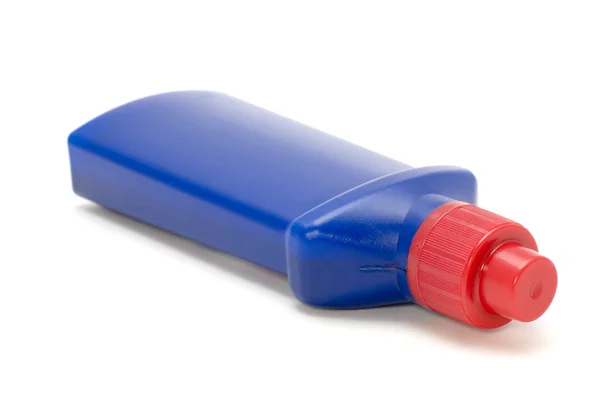 Blauwe plastic fles macro — Stockfoto