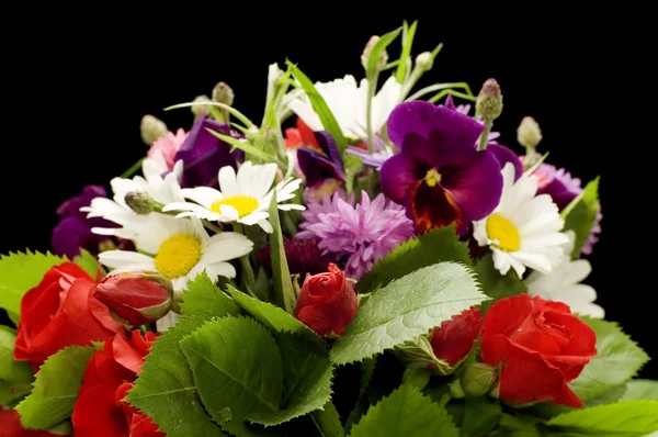 Bunch of flowers on black — Stock Photo, Image