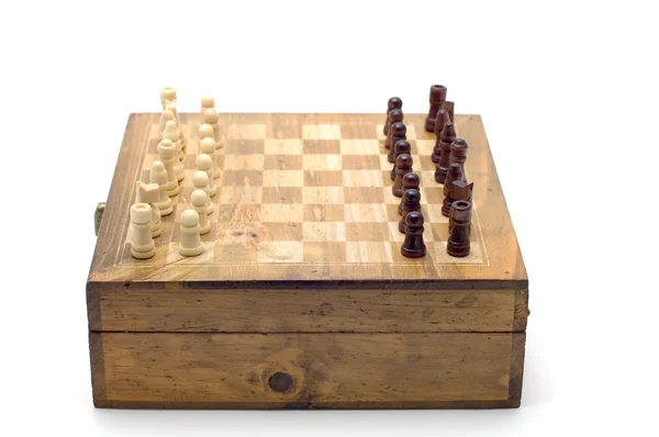 Schackbräde på vit — Stockfoto