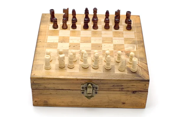 Chess board on white background — Stock Photo, Image