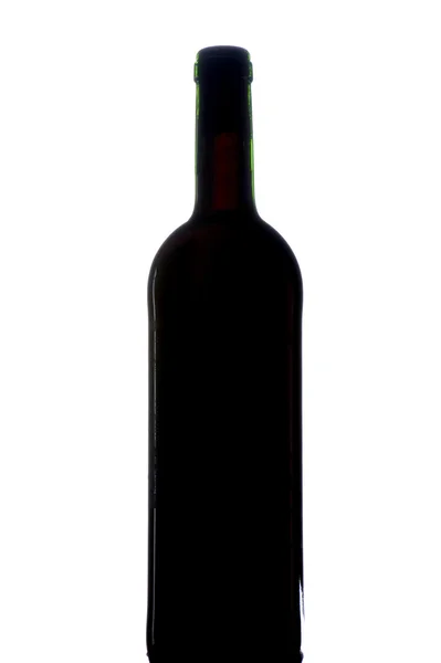 Черный бокал вина с бутылкой — стоковое фото