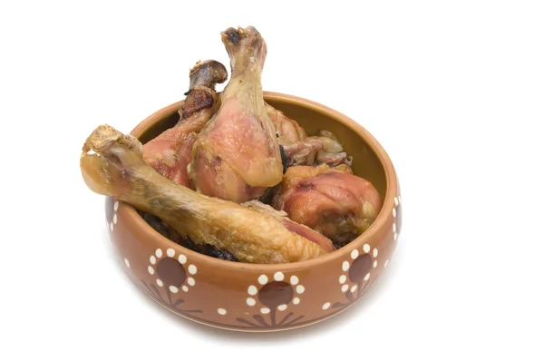 Perna de frango em prato de perto — Fotografia de Stock