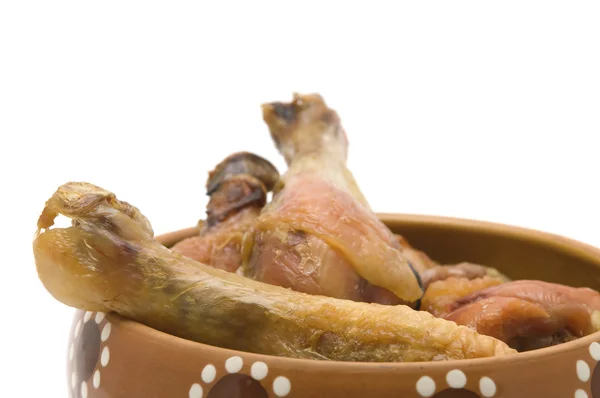 Chicken leg in dish — Stock Photo, Image