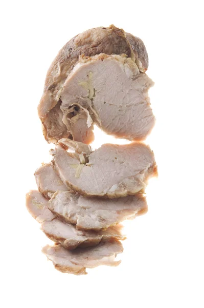 Soğuk haşlanmış domuz etinin beyaz baxkgroung — Stok fotoğraf