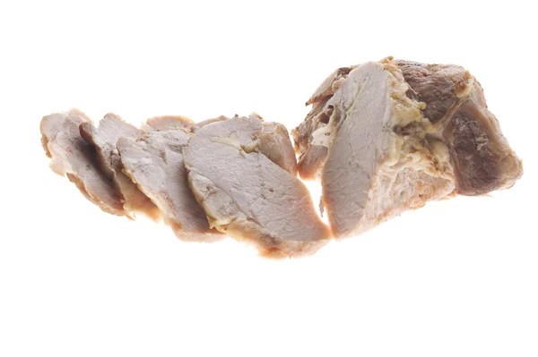 Carne di maiale bollita fredda su bianco — Foto Stock