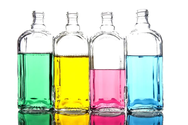 Garrafa colorida com líquido — Fotografia de Stock