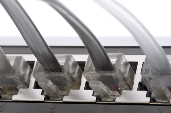 Макрос з'єднання перемикача Ethernet — стокове фото