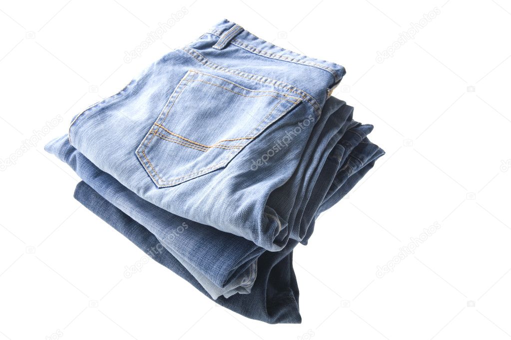 Blue jeans on white background