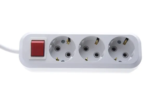Electric socket and outlet on white — Stock Photo, Image