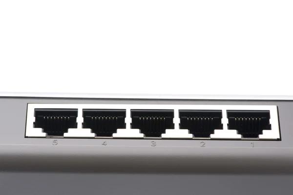 Коммутатор Ethernet крупным планом — стоковое фото