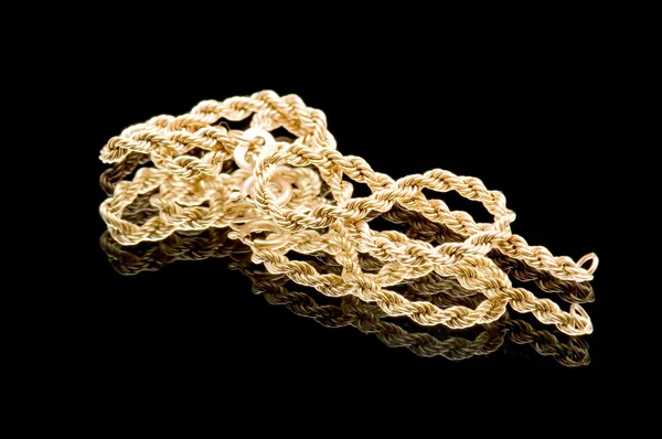 Golden chain on black — Stock Photo, Image
