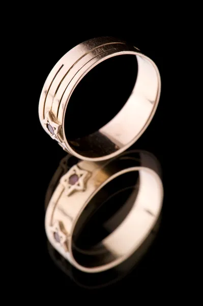 Golden ring on black — Stock Photo, Image