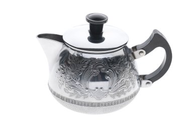Metal teapot on white background clipart