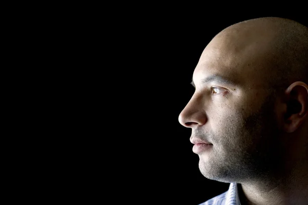 Man on black close up — Stock Photo, Image