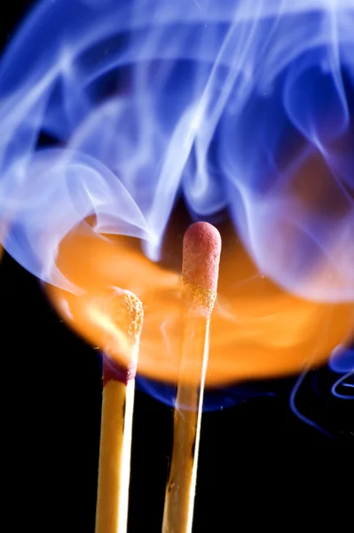 Match on fire close up — Stock Photo, Image