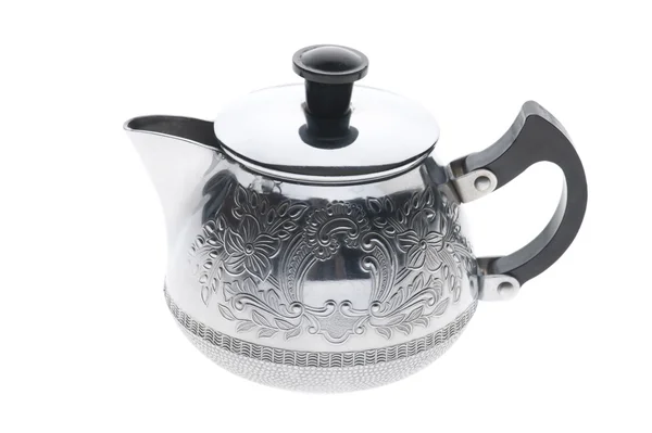 Metall-Teekanne auf weißem Hintergrund — Stockfoto