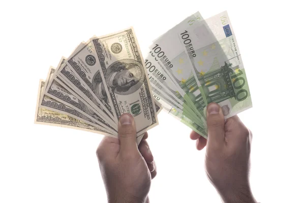 Geld op hand close-up — Stockfoto
