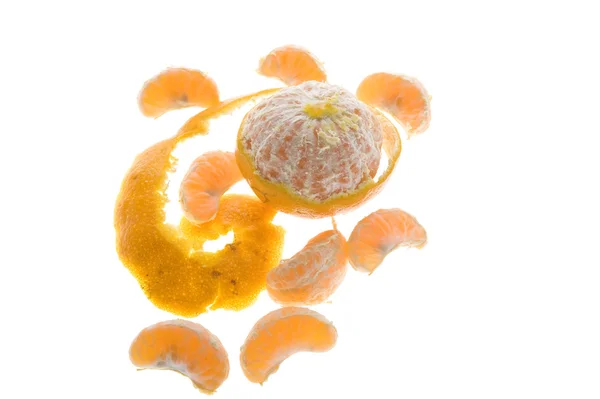 Open mandarin on white — Stock Photo, Image
