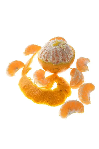 Open mandarin on white background — Stock Photo, Image