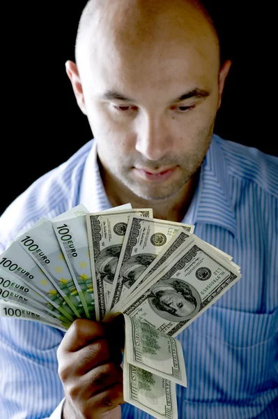Portre adam para ile — Stok fotoğraf