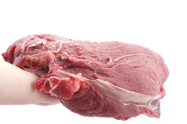 白い背景の上に生の牛肉 — ストック写真