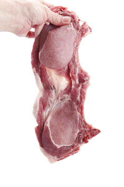 Carne crua sobre fundo branco — Fotografia de Stock
