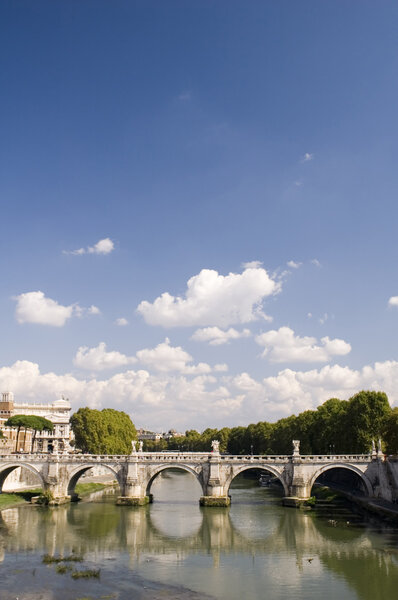 Italy - Older bridge and Rome river