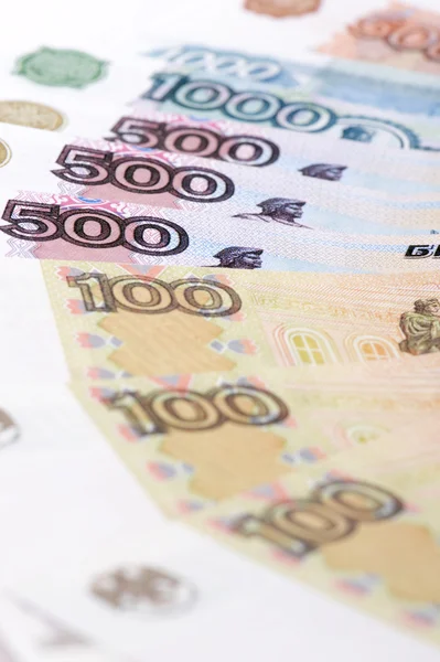 Russische Papierwährung aus nächster Nähe — Stockfoto