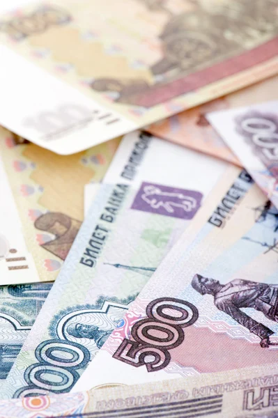 Ruské papírové měny makro — Stock fotografie