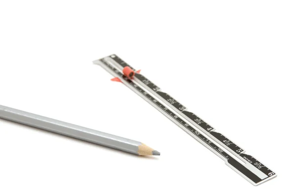 Centímetro de costura y primer plano del lápiz —  Fotos de Stock
