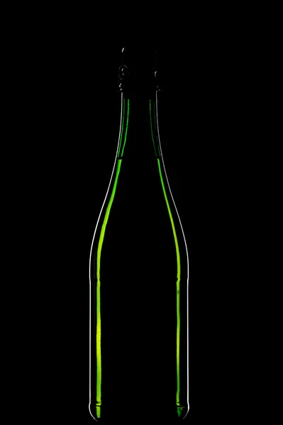 Sparkling wine bottle on black — Stock Photo, Image