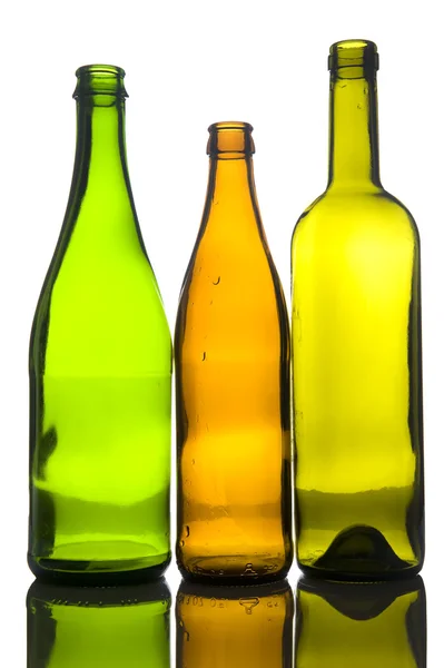 Három üres palackot makró — Stock Fotó