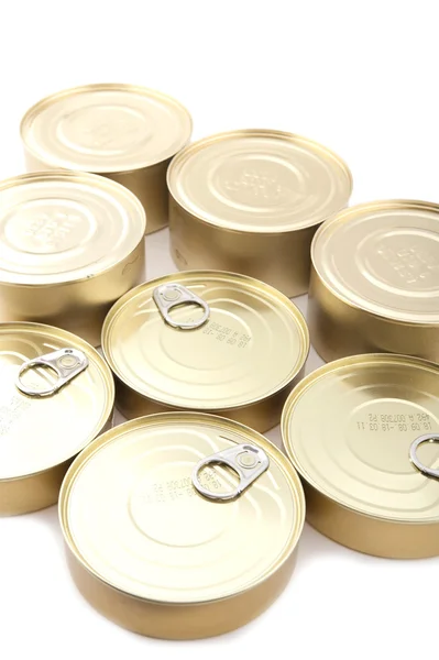 Tin with canned food close up — Stock Photo, Image