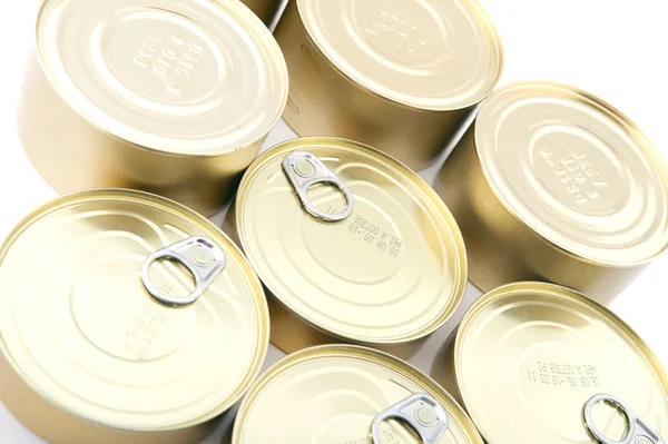 Tin with canned food closeup — Stock Photo, Image