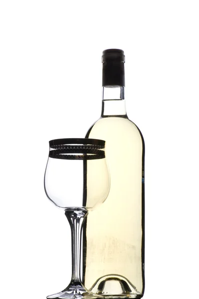 Gelas anggur putih dan bocal — Stok Foto