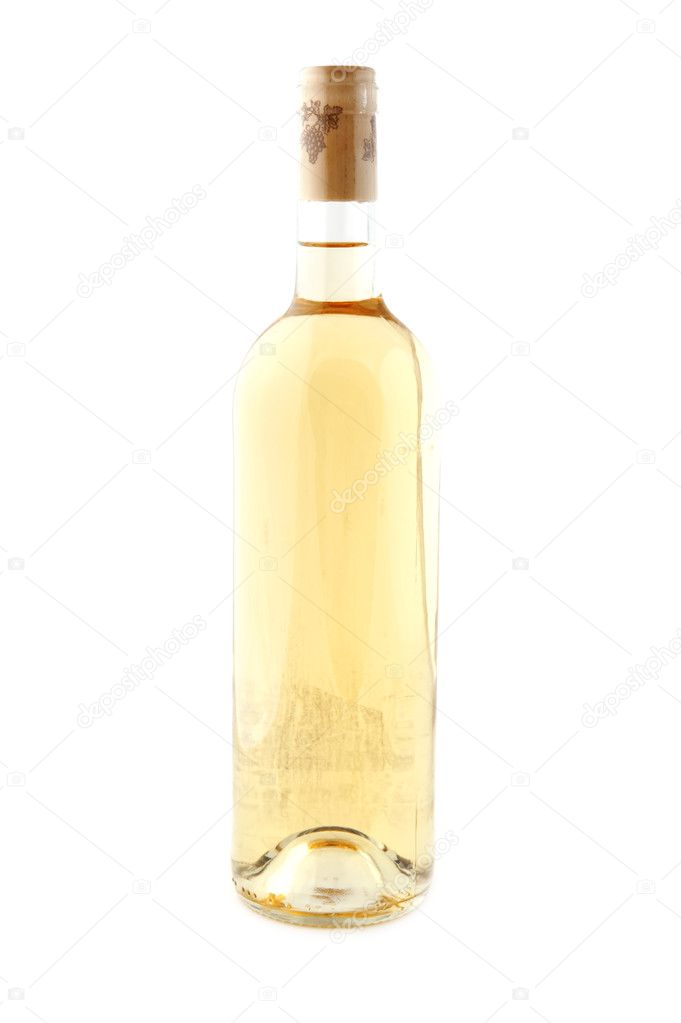 White wine bottle on white
