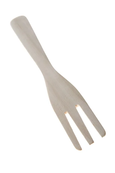 Forchetta in legno su bianco — Foto Stock
