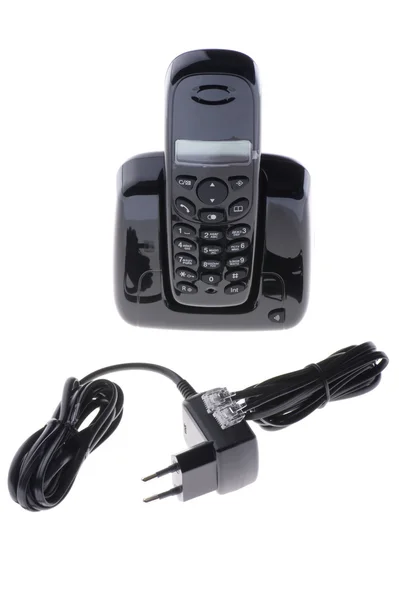 Telefone preto no fundo branco — Fotografia de Stock