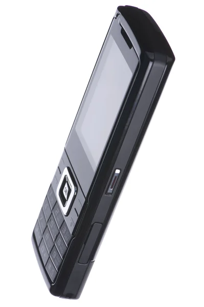 Černý mobilní telefon izolované na bílém — Stock fotografie