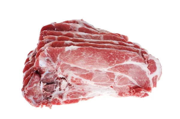 Cutting pork on white background — Stock Photo, Image