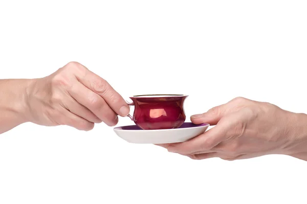 Cup of tea in hand — Stock Photo, Image